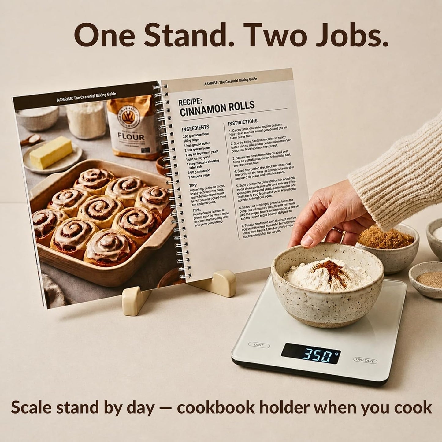 Extra Large Food Scale Grams and Ounces - Digital Food Scale with Countertop Stand – Tempered Glass Kitchen Scales with Backlit LCD, Multiple Units – 33LB/15KG Capacity and Auto Off Function
