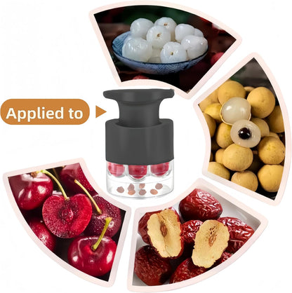 Black multi cherry pitter tool 7-hole cherry seed remover, cherry pitter tool pit remover, Easy to Make Cherry Jam - Cut 7 Cherry Kernels at Once, Ergonomic Push Design