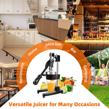 Cast Iron Manual Citrus Juicer Press, Commercial Heavy Duty Cast Iron Fruit Juicer for Home Kitchen, Professional Manual Juicer Press for Orange or Lemon, Easy to Clean and Use, High Juice Yield