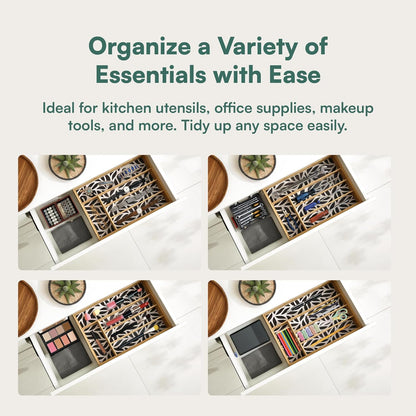 Pristine Bamboo Silverware Organizer - Small Extra-Deep Wooden Kitchen Drawer Organizer Divider for Spoons, Forks, Knives & Cutleries - 5 Slots