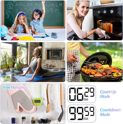 Weewooday 24 Pcs Small Digital Kitchen Timer Magnetic Back and Switch Minute Second Count up Countdown Big LCD Display Loud Alarm for Teacher Cooking Baking (Colorful)