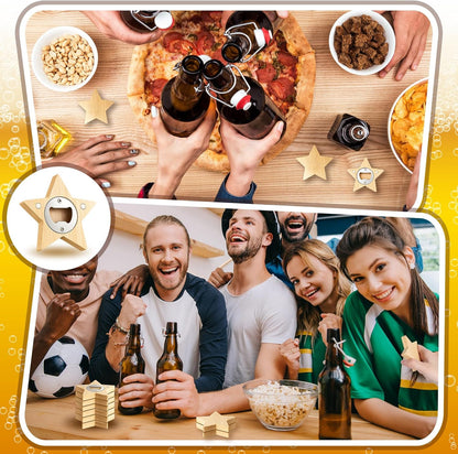 Vesici 100 Pcs Magnetic Bottle Opener 2.5in DIY Bamboo Round Shape Beer Openers Wooden Fridge Magnet Refrigerator Sticker Gift for Beer Lover Wedding Guest Kitchens Bars Parties