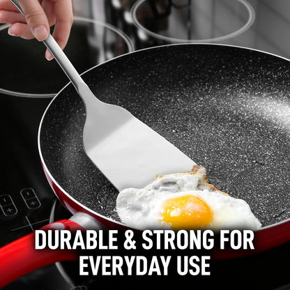 Zulay Kitchen Stainless Steel Spatula - 14.8” Heat-Resistant Metal Slotted Turner for Cooking, Frying & Grilling - Durable, Rust-Proof & Dishwasher Safe Kitchen Utensil for Everyday Use