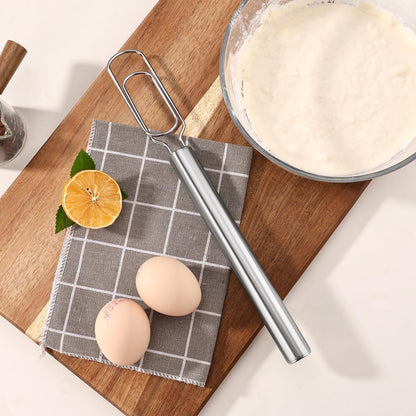 Danish Dough Whisk – Stainless Steel Flat Dough Hook Mixer for Sourdough Starter Bread Dough Pizza Pastry Cake Batter Hand Mixing Tool