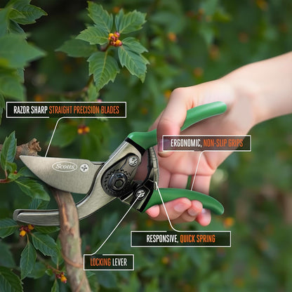 Scotts 8 in. All-Purpose Steel Garden Utility Shears with Serrated Blades – Comfort Grip Yard and Garden Scissors for Pruning Plants, Flowers, and Herbs