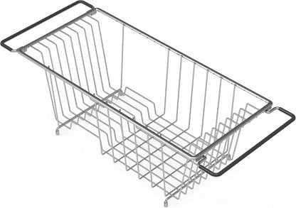 Simple Houseware Over Sink Counter Top Stainless Steel Dish Drainer Drying Rack, Chrome