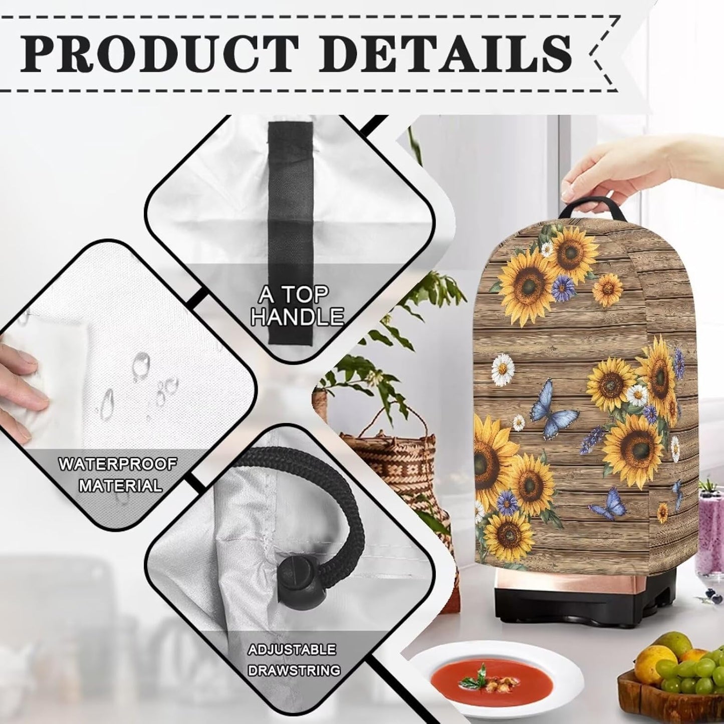 Coffee Pastry Blender Dust Cover with Drawstring Field Stand Mixer or Coffee Maker Cover Anti Fingerprint Polyester Appliance for Home Kitchen Decor