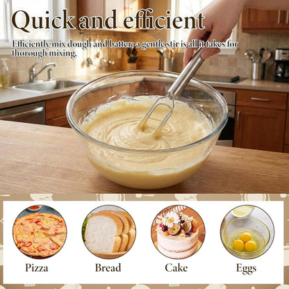 Danish Dough Whisk for Sourdough Starter, Stainless Steel Hand Dough Mixer, 12 Inch Sourdough Starter Stirring Hook, Dutch Bread Whisk for Cooking, Whisking, Pizza, Bread, Cake (Dishwasher Safe)