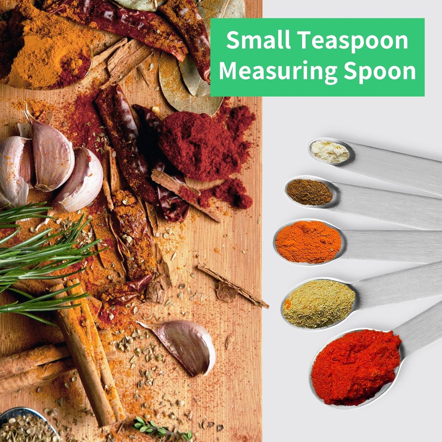 5PCS Small Measuring Spoons Set - Cuttte Stainless Steel Tiny Measuring Spoons for Cooking Baking, 1/4 1/8 1/16 1/32 1/64 tsp, Teaspoon Minispoon for Powders, Spices