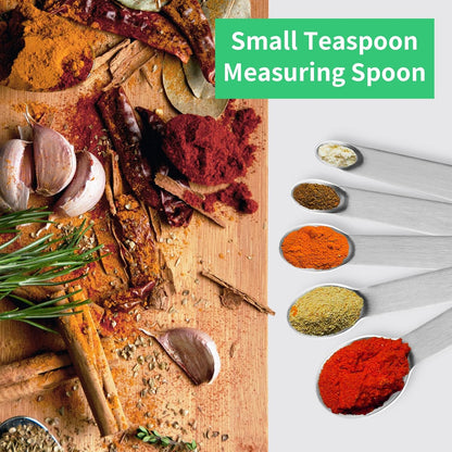 5PCS Small Measuring Spoons Set - Cuttte Stainless Steel Tiny Measuring Spoons for Cooking Baking, 1/4 1/8 1/16 1/32 1/64 tsp, Teaspoon Minispoon for Powders, Spices