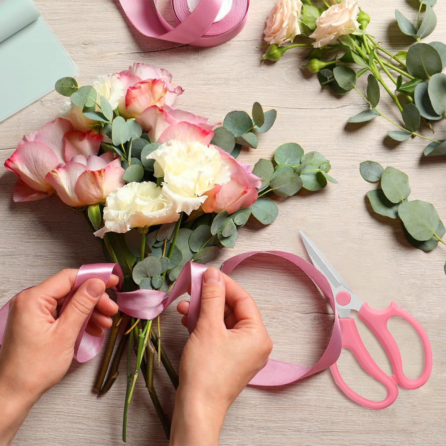 3 Pcs Garden Scissors Floral Shears,Professional Floral Scissors with Comfortable Grip Handle,Premium Garden Pruning Shears for Plants Trimming and Fruit Picking Trimming,Pink
