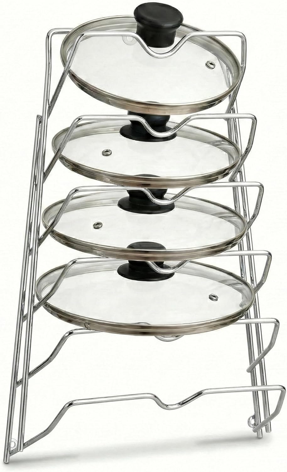 Evelots 6 Pot Lid Organizer for Cabinet Door or Pantry Wall - Closet Door Pots and Pans Lids Holder - Glass or Metal Pan Covers Cabinet Organizer Kitchen Storage - White 6 Tier Lid Rack
