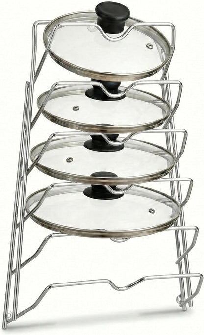 Evelots 6 Pot Lid Organizer for Cabinet Door or Pantry Wall - Closet Door Pots and Pans Lids Holder - Glass or Metal Pan Covers Cabinet Organizer Kitchen Storage - White 6 Tier Lid Rack