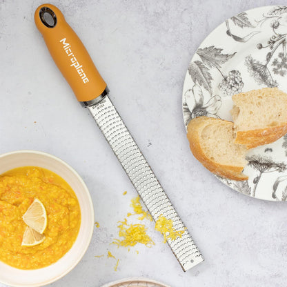 Premium Classic Series Zester - Pomegranate Red | Lemon Zester tool, Hard Cheese & Vegetable Grater | For Citrus, Parmesan Cheese, Garlic, Ginger, Nutmeg | Fine Stainless Steel Blade, Made in USA