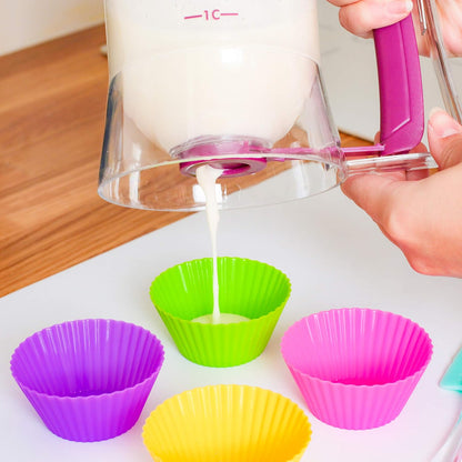 Pancake Cupcake Batter Dispenser Tool - Great for Cupcakes Muffins Creeps Cakes & Waffles – With Measuring Label – Chuzy Chef