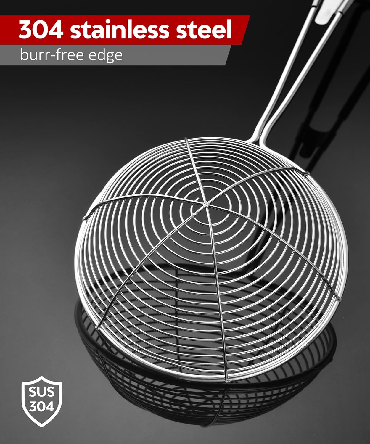 304 Stainless Steel Spider Strainer Skimmer Ladle for Cooking and Frying, Kitchen Gadgets Utensils Wire Pasta Spoon