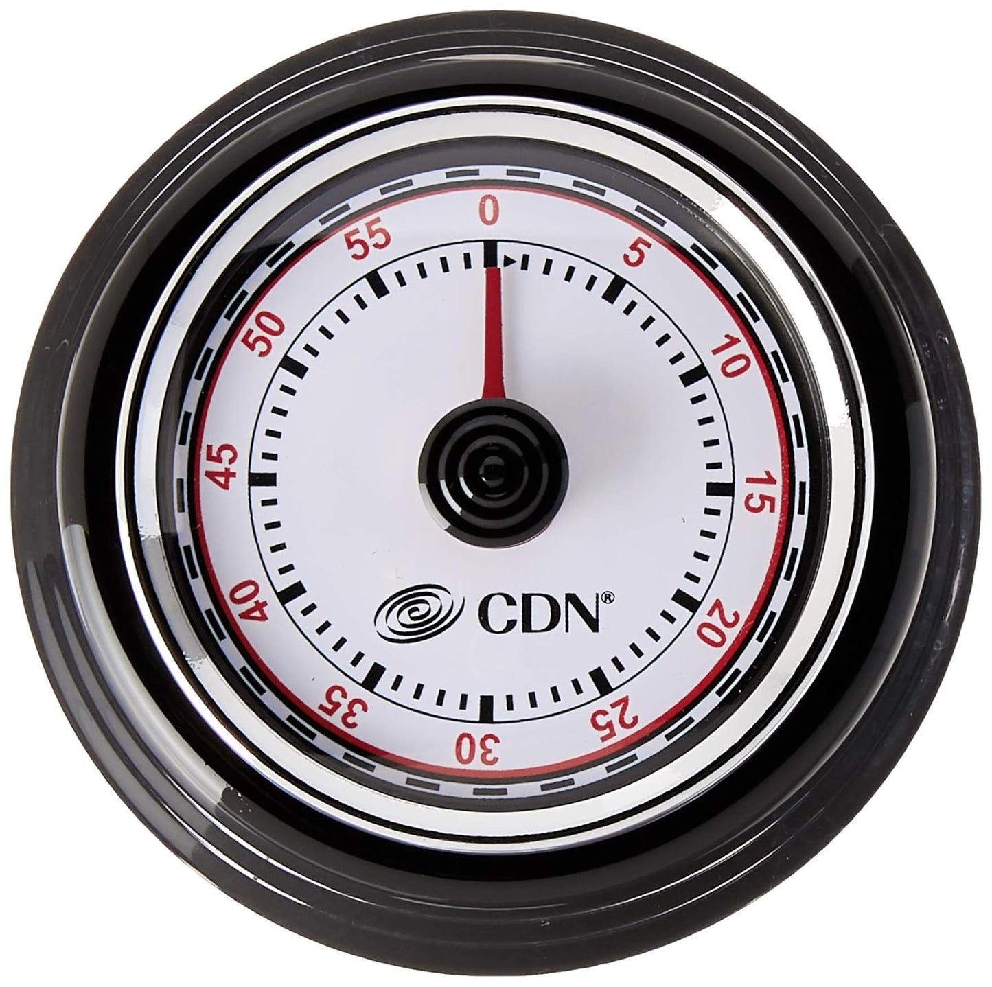 CDN Compact 60-Minute Mechanical Timer | Easy-to-Read 2.5” Dial | Loud 3-Second Alarm | Ideal for Cooking or Baking | Countertop or Wall Mountable | Silver Finish | MT1
