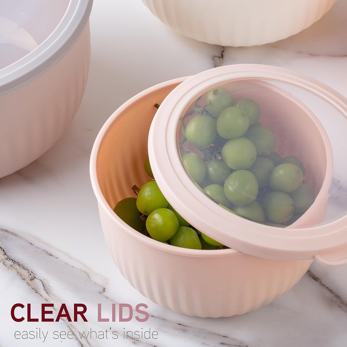 COOK WITH COLOR Prep Bowls with Lids- Wide and Deep Nesting Plastic Small Mixing Bowl Set with Lids, 8 Piece Set - Wide Bowls, Blue