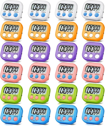 4 Pack Digital Kitchen Timer Magnetic Digital Timer with Big Display Loud Ring Cooking Timers for Cooking, Game, Gym, Break Time, Classroom(4, Pink, Green, Orange, White)