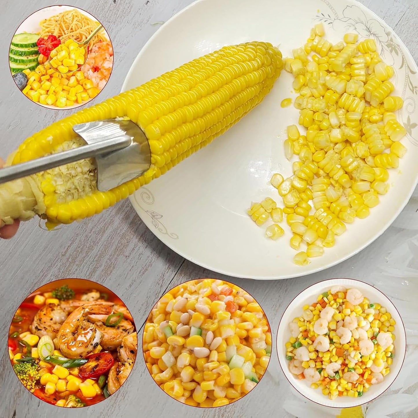 2Pcs Corn Peeler Set, 9.84in Length Corn Stripping Tool with Ergonomic Handle, Stainless Steel Corn Cob Peeler for Home, Restaurants, Canteens