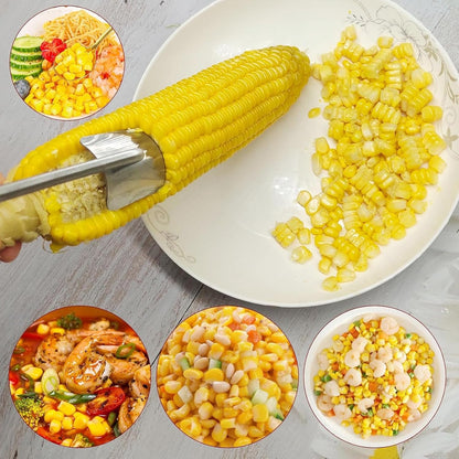2Pcs Corn Peeler Set, 9.84in Length Corn Stripping Tool with Ergonomic Handle, Stainless Steel Corn Cob Peeler for Home, Restaurants, Canteens