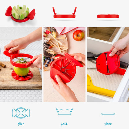 Dreamfarm Flapple Fold-Flat, Space-Saving Apple Corer & 8-Piece Apple Slicer - Red