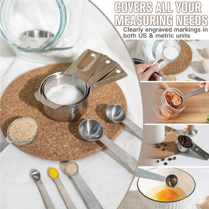 31PCS Mixing Bowls with Lids Set, 5.5QT to 0.6QT Stainless Steel Nesting Bowls with Graters, Large Khaki Bowls & 21 Measuring Cups and Spoons Set Kitchen Appliances for Mixing, Baking, Food Storage