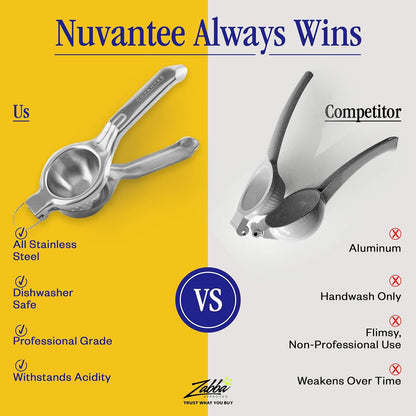Innovee Group. 1 pack. Nuvantee Lemon Squeezer, Stainlees Steel Manual Citrus Press. Includes Lemon Recipes Ebook. Quality 18/10