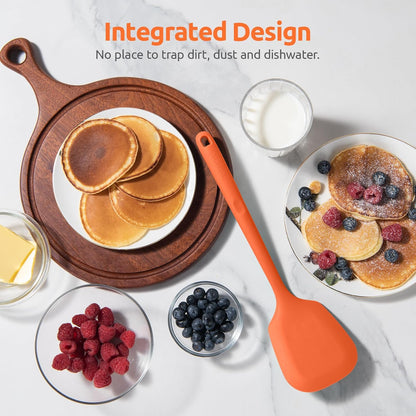 600ºF Heat Resistant Slotted Turner: U-Taste 13.6in Silicone Kitchen Spatula Flipper, 3.74in Wide Food Grade Flexible Thin Rubber Cooking Utensil for Egg, Pancake, Cookie in Nonstick Cookware (Red)