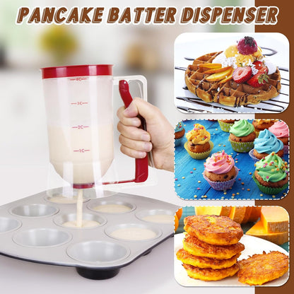 FillTouch 2 Pcs Cupcake Batter Dispenser Pancake Mix Dispenser 4 Cups with Squeeze Handle Tools for Pancake, Cupcake, Cookie, Cake, Waffles, Ice Cream Baking Gifts for Kitchen Housewarming (White)
