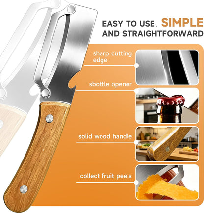 2026 Multi-Functional Vegetable Peeler, Premium Vegetable Peeler with Wooden Handle and Bottle Opener, Stainless Steel Blade Kitchen Tool for Vegetables Fruit Apple Potato Pumpkin
