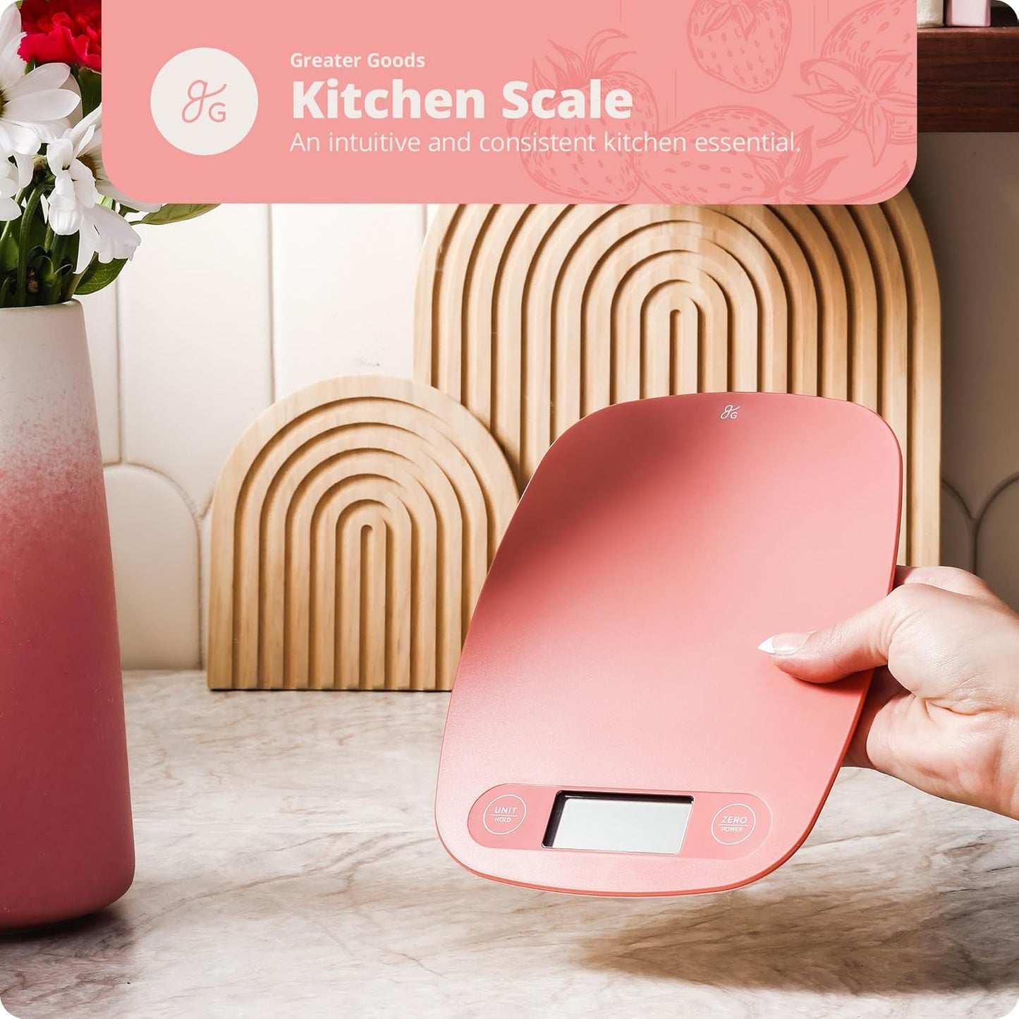 Greater Goods Food Scale – Digital Kitchen Scale, 1g Precision, Easy-Tare & Quick Conversion, Slim Compact Design, Durable & Portable | Ideal for Cooking, Baking & Meal Prep
