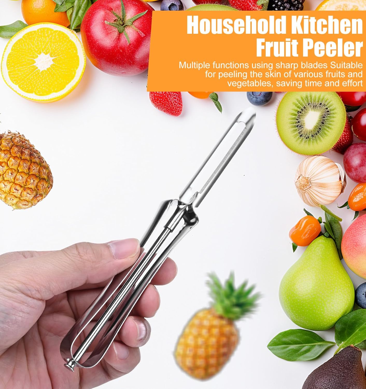 3 Pack Stainless Steel Vegetable Peeler, Stainless Steel Potato Peelers with Swivel Blade & Ergonomic Handle, Metal Potatoes Peeler for Vegetables, Fruits, Dishwasher Safe