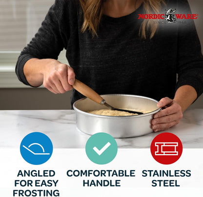 Nordic Ware Angled Icing Spatula, Stainless Steel with Beachwood Handle