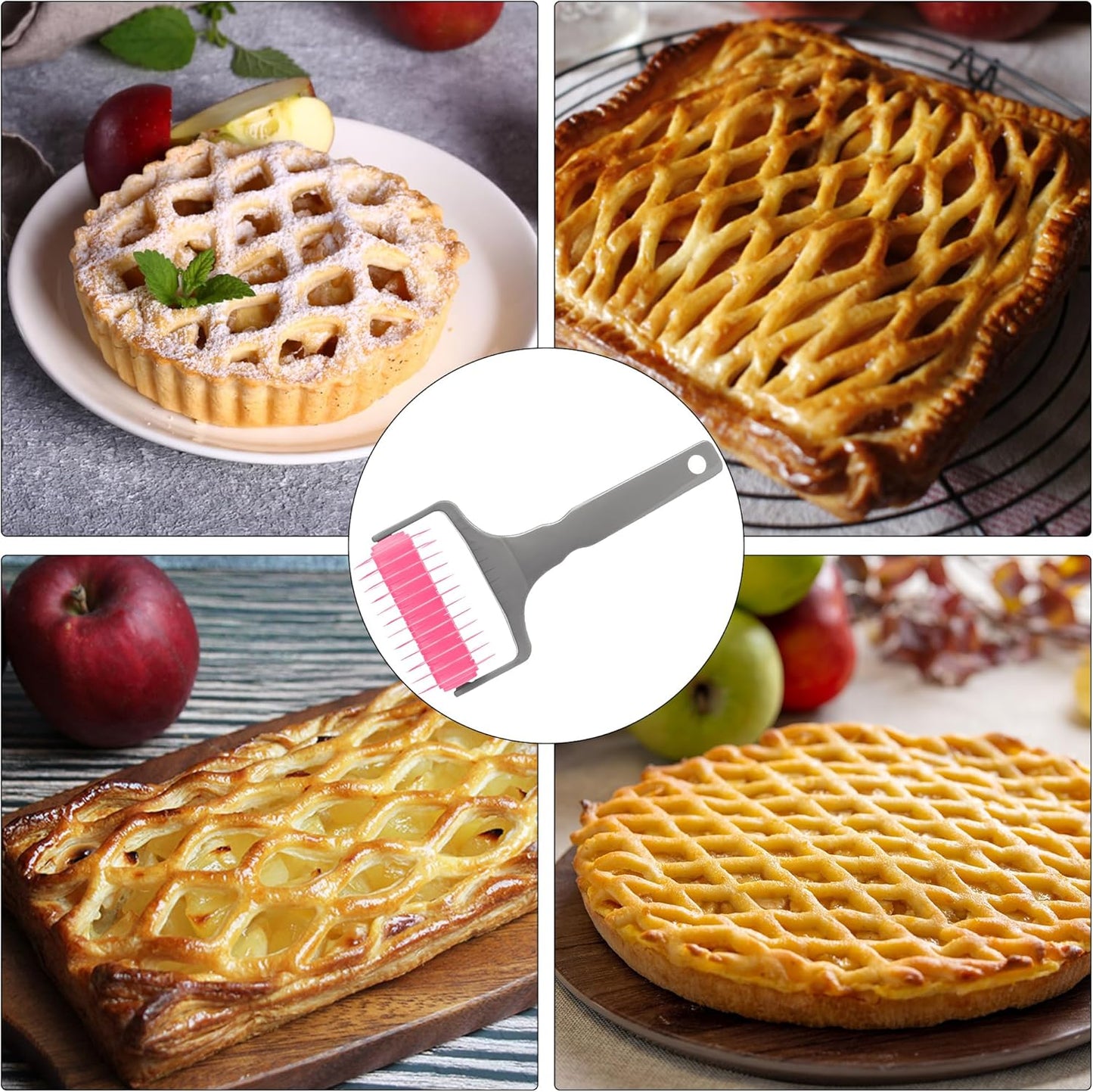 2 Pack Pastry Cutting Wheel, Pastry Wheel Decorator Pie Crust Pastry Wheel and Cutter for Cutting Pastry, Rolled Pastry Pie Crimper, Baking & Cooking Tool for Apple Pie Crust or Ravioli Pasta