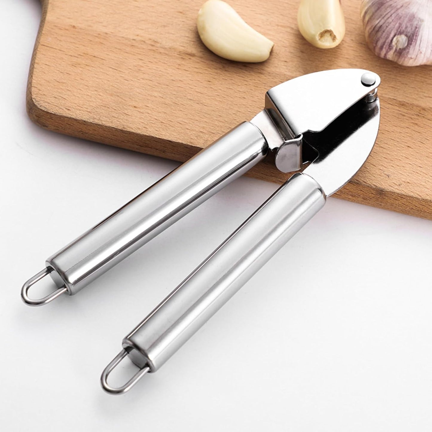 Generic Premium Garlic Press Set - Rust proof, dishwasher safe, easy-squeeze, ergonomic handle (Stainless steel "" Silver""), Standerd, STGPM-1