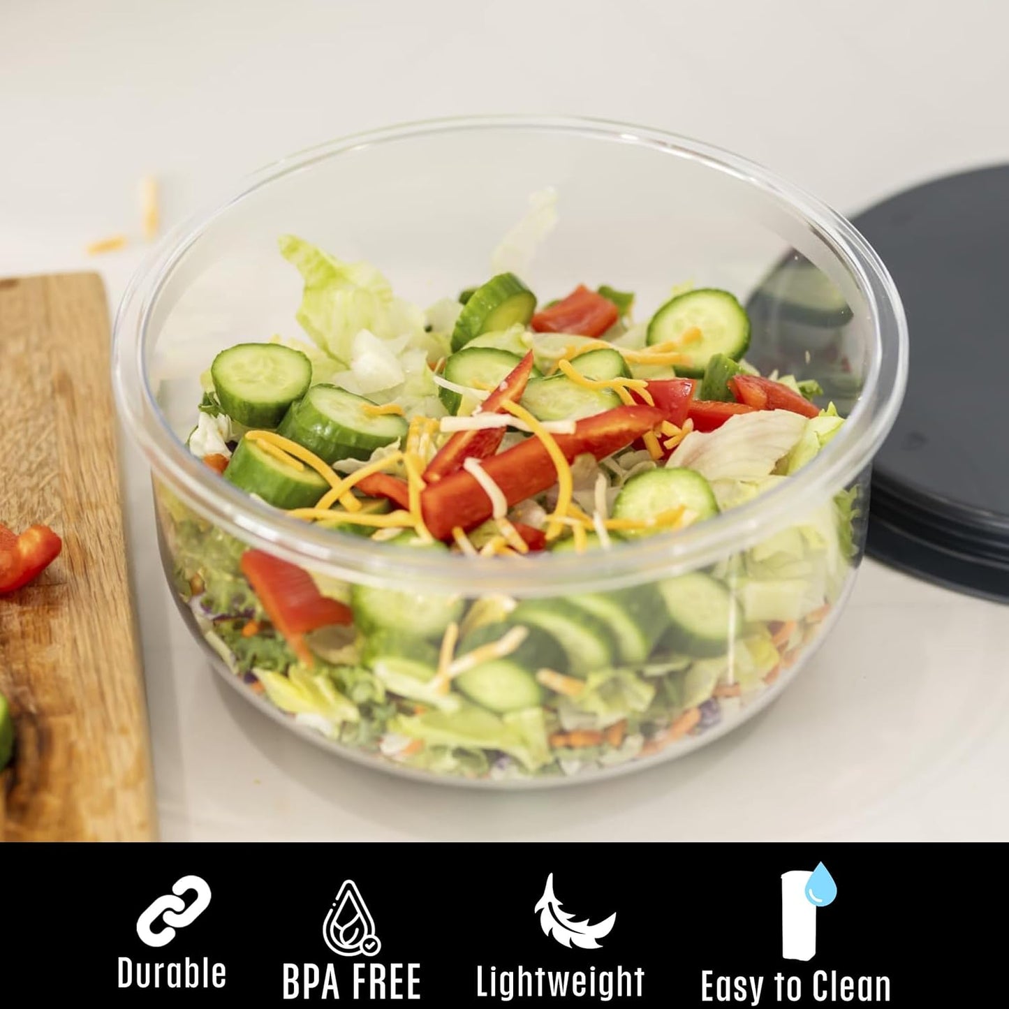 Buddeez Tritan™ Bowl Set 8 Piece - Crystal Clear Nesting Storage Bowls for Kitchen - BPA Free Mixing Bowls with Lids