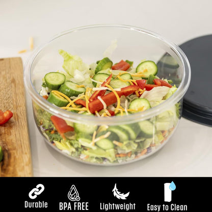 Buddeez Tritan™ Bowl Set 8 Piece - Crystal Clear Nesting Storage Bowls for Kitchen - BPA Free Mixing Bowls with Lids
