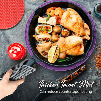 Joyhalo Trivets for Hot Dishes - Hot Pads for Kitchen, Silicone Pot Holders for Hot Pots and Pans, Silicone Mats for Kitchen Countertops, Table, Flexible Easy to Wash and Dry, Grey