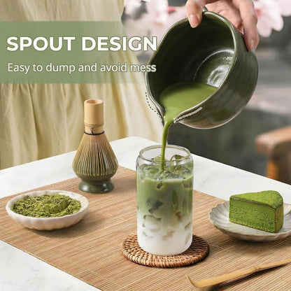 Matcha Whisk Set ,7 Pcs Matcha Set, Matcha Kit for Ceremony, Tradition Tea Set for Making Breakfast/Latte, with 20 OZ Bowl(Chawan)/Whisk and Holder, Valentine's Day Gift for Family/Friend Tea Lovers