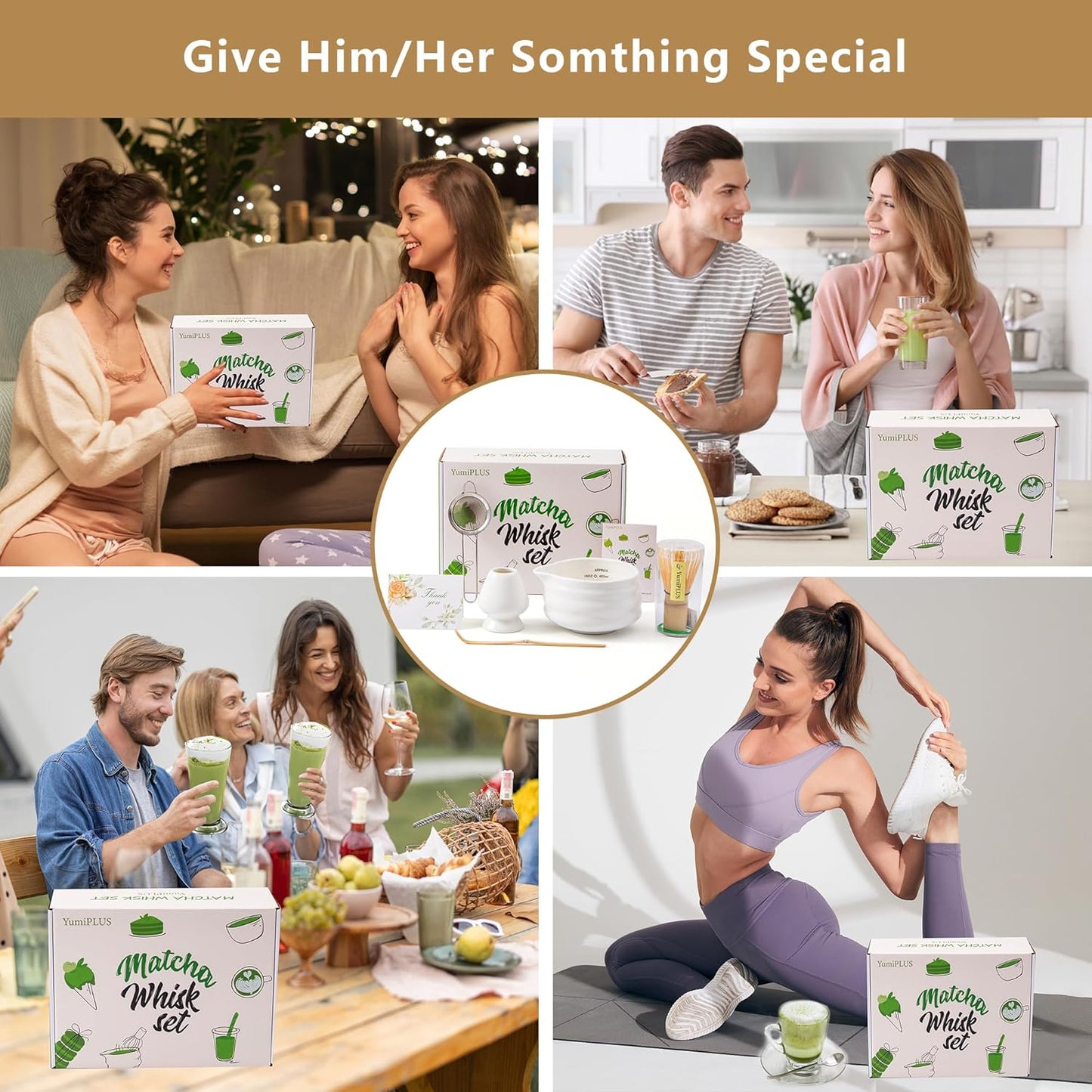 5pcs Premium Matcha Set,Ceramic Bowl with Spout and Bamboo Whisk set, Ceremonical Matcha Kit for breakfast/latte,Tea Starter Making Kit,Unique Matcha Gift set (pink love)