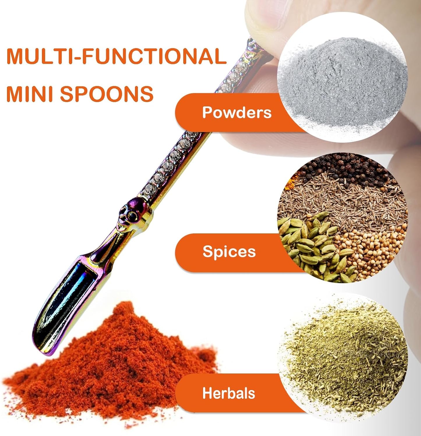 6-Pack Mini Spoons Metal Tiny Shovels 3-Inch Small Medicine Spoon for Home Kitchen Spices, Necklace Charms Pendants DIY Craft Making (Multicolor)