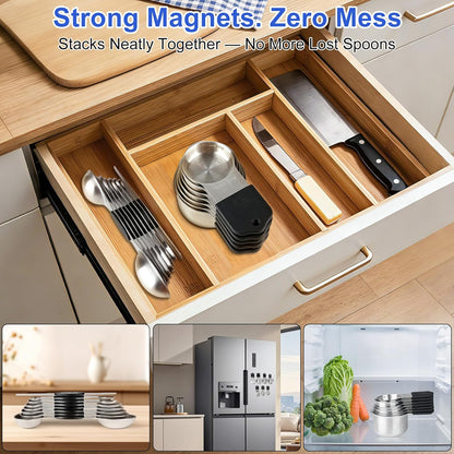 Magnetic Measuring Cups and Spoons Set, Kitchen Measuring Tools for Cooking and Baking