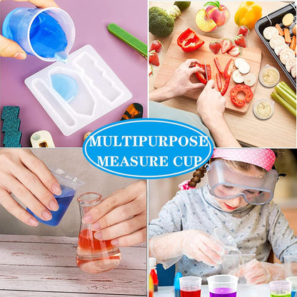 30ml Plastic Liquid Measuring Cups - Mini Clear Kitchen Medicine Cups Transparent Labs Graduated Beakers Baking Cooking Home Lab Measure Tool (10 Packs,1oz,Transparent)