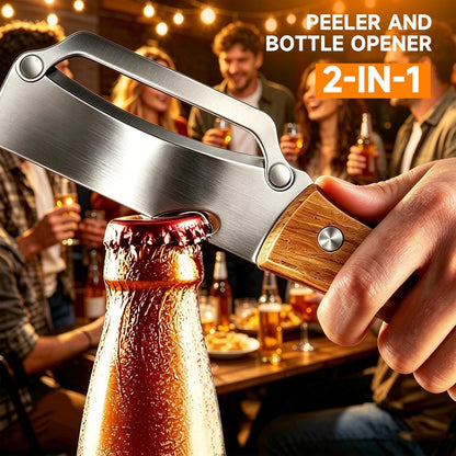 2026 Multi-Functional Vegetable Peeler, Premium Vegetable Peeler with Wooden Handle and Bottle Opener, Stainless Steel Blade Kitchen Tool for Vegetables Fruit Apple Potato Pumpkin