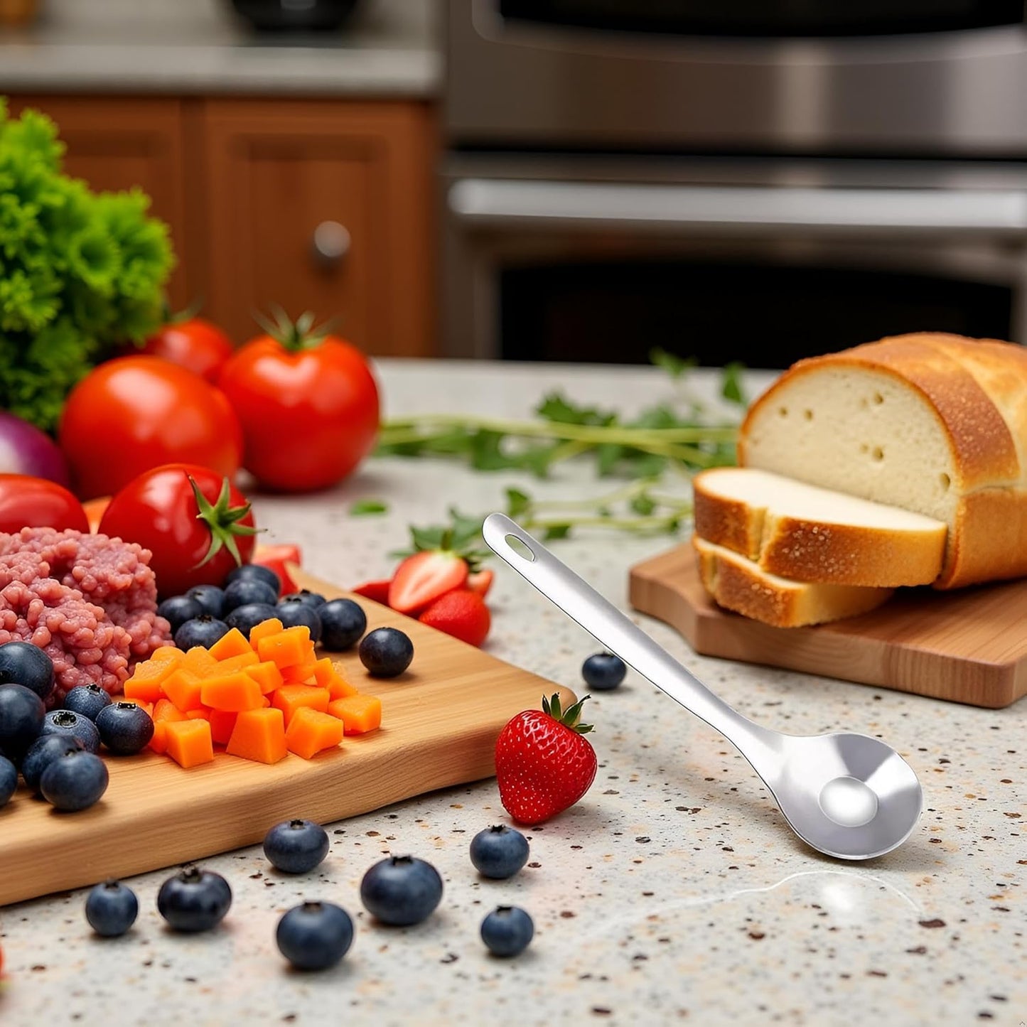 Silver Meatball Maker Spoon, Stainless Steel Meatball Scoop Ball Maker Tool, Non-Stick Meatball Maker Meat Baller with Long Handle Fruit and Vegetable Tools