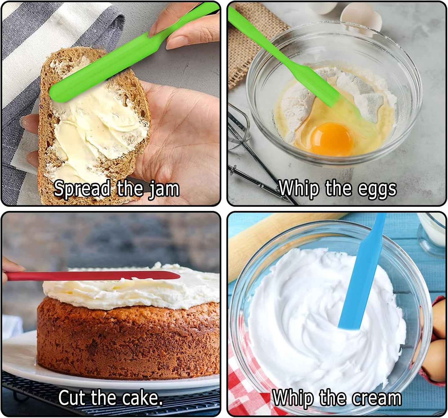 3pcs Jar Spatula, Silicone Jar Spatula Heat Resistant Kitchen Spatulas with Long Handle, Jam Spreader Cake Cream Butter Spatulas Mixing Batter Scraper for Jars Baking Cake Icing