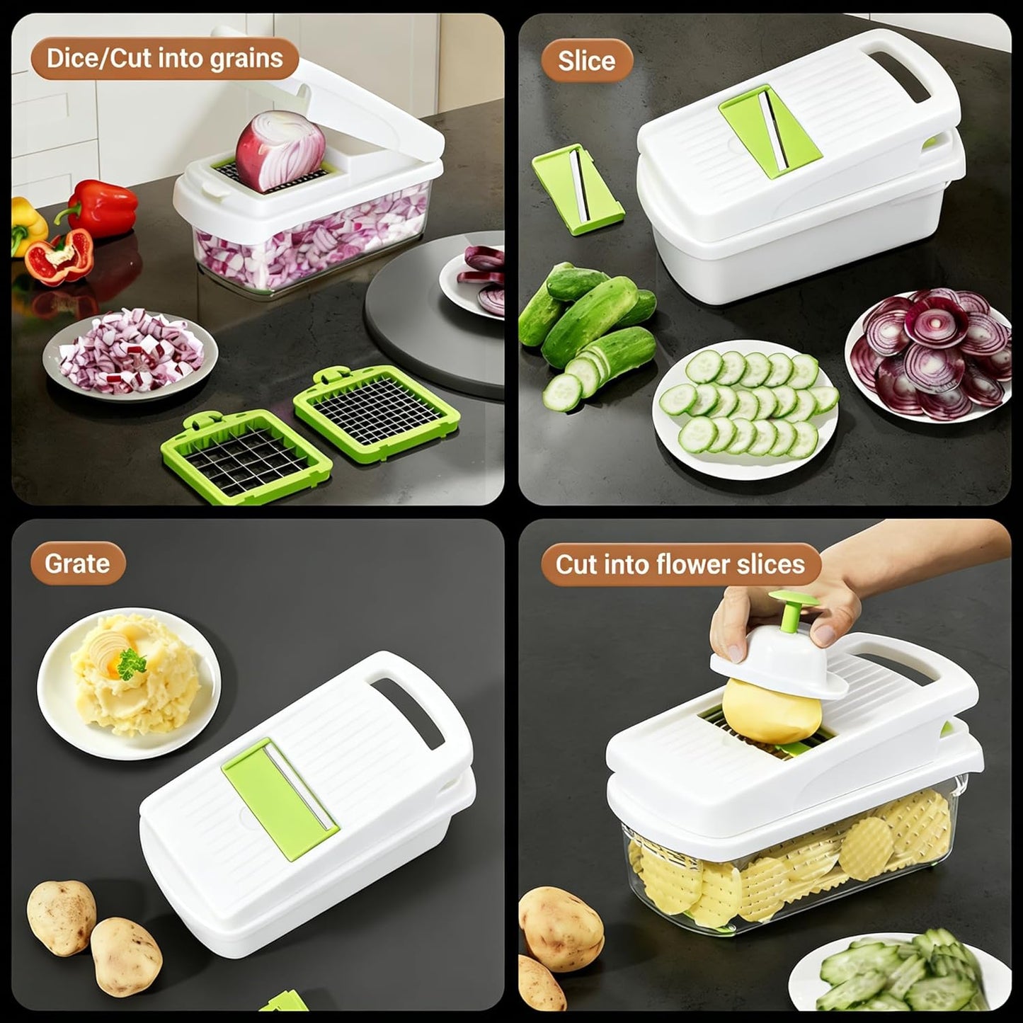 BBEK chopper vegetable cutter with timer | multifunctional vegetable cutter & onion chopper dicer, vegetable shredder for Restaurant & Bulk Prep