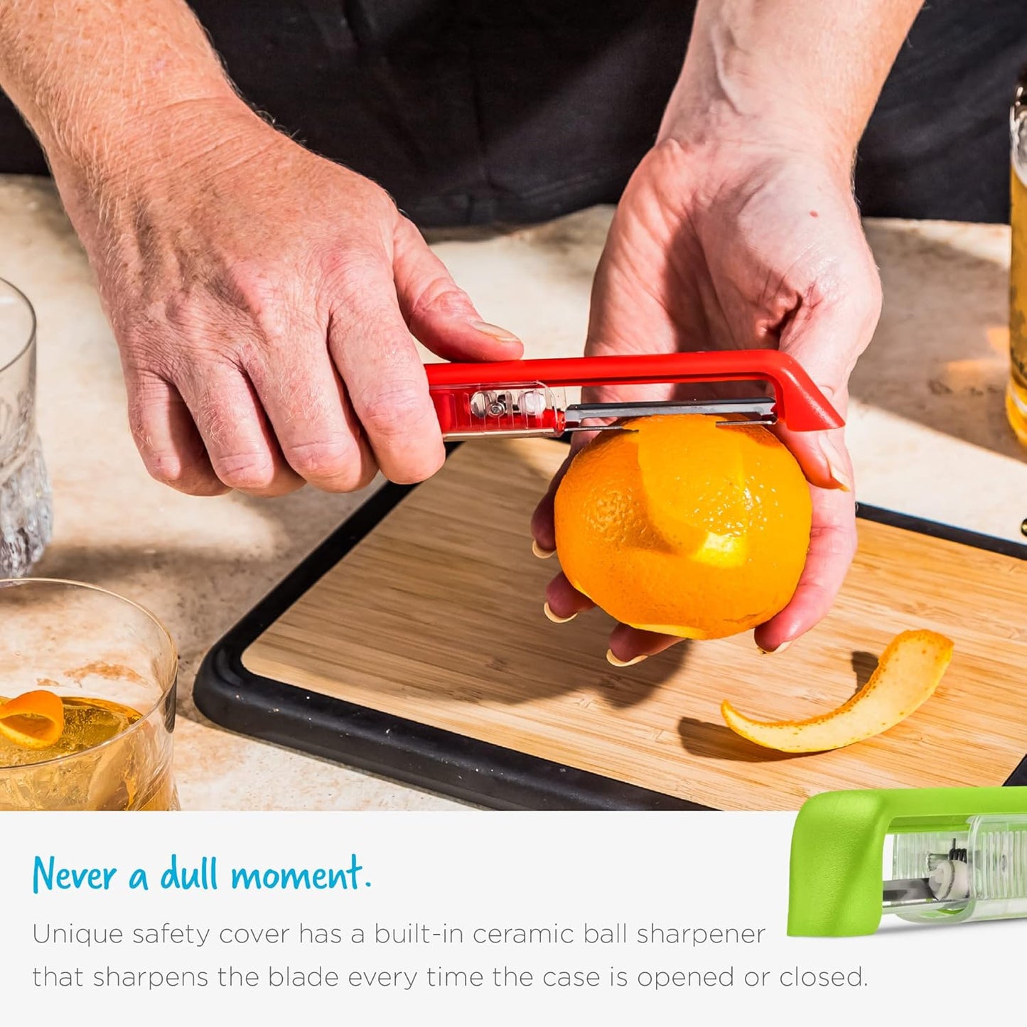 Dreamfarm Peel & Pit Bundle | Sharple Self-Sharpening Fruit & Vegetable Speed Peeler and Hullapit Easy, Fast Cherry Pitter & Strawberry Huller