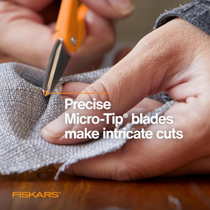 Fiskars Micro Trip Scissors, SoftGrip Precision Cutting Shears, Non-Stick Stainless Steel Blades, 5 inches